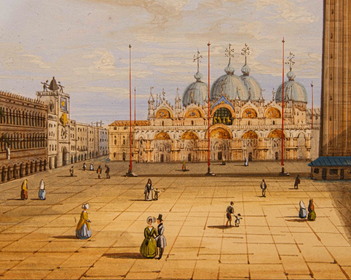 Venetian School, 19th Century, View Of St Mark’s Square - View Of The San Marco Basin-photo-2