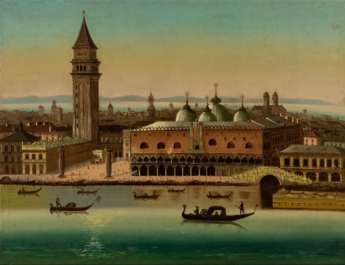 Venetian School, 19th Century, View Of Venice With The Doge’s Palace-photo-2