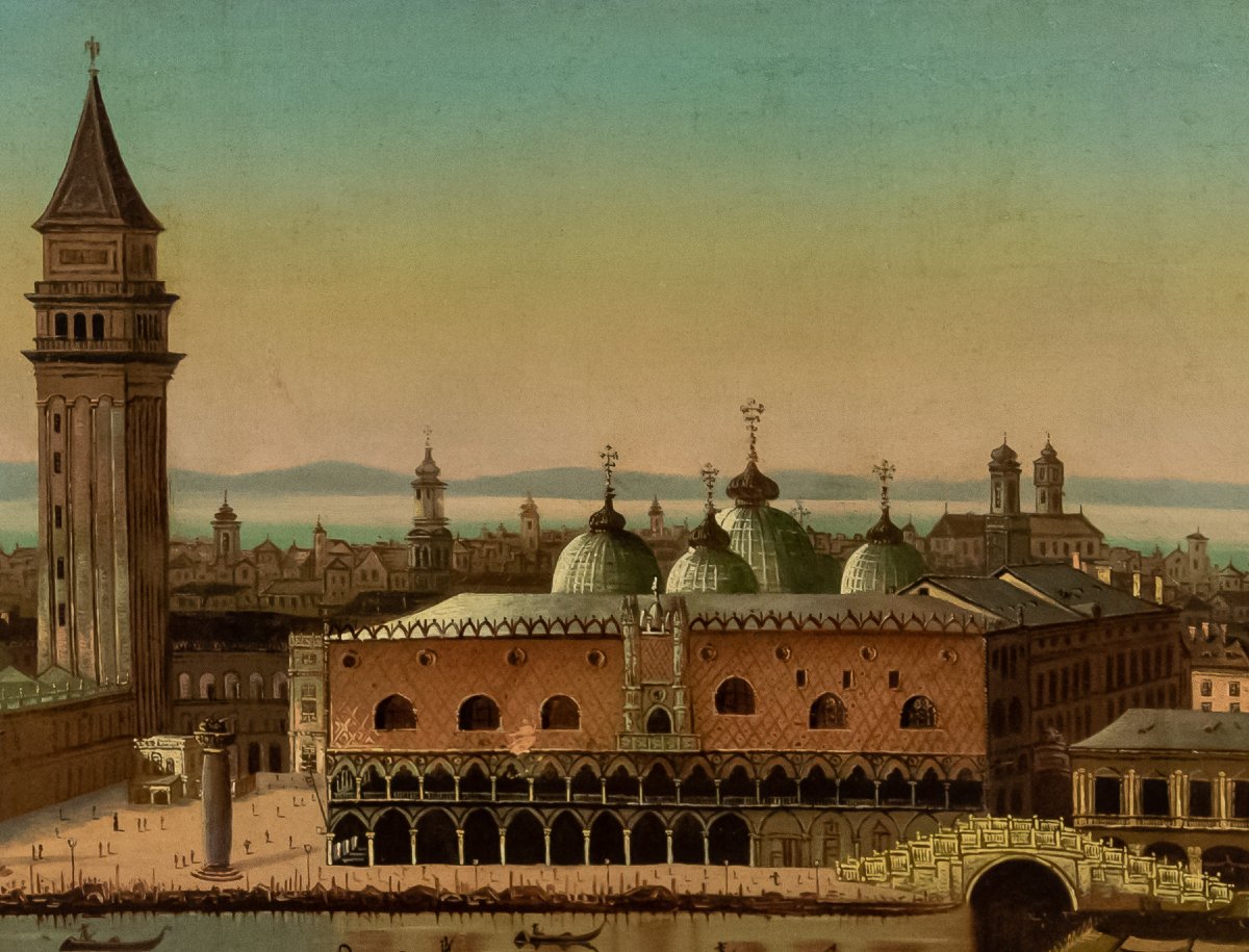 Venetian School, 19th Century, View Of Venice With The Doge’s Palace-photo-3
