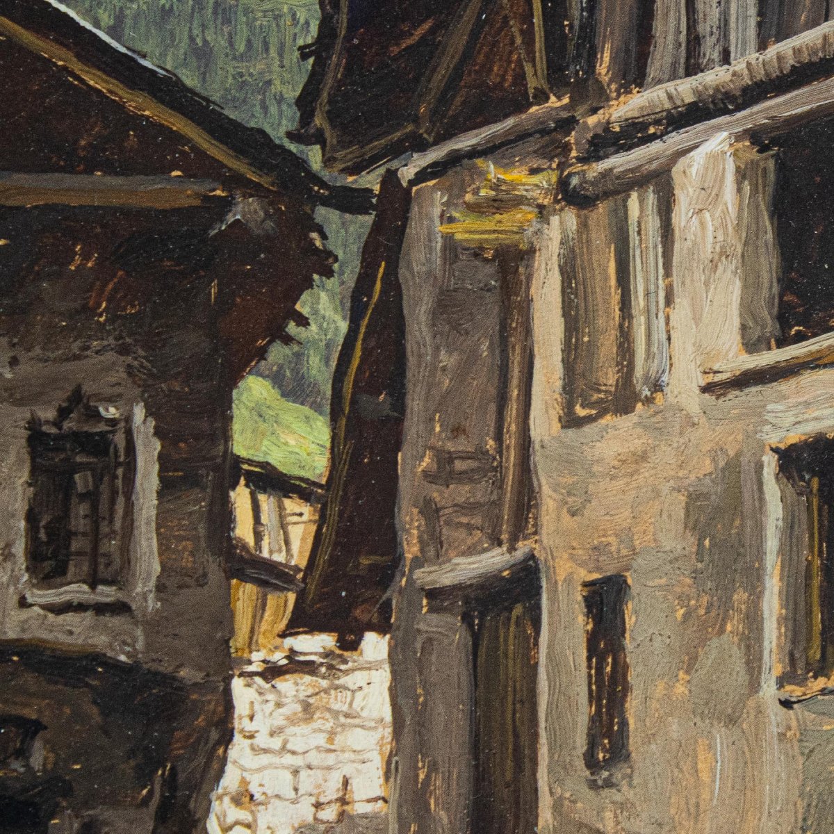 Piero Leidi (Brescia, 1892 - Bedizzole, 1976),  Vue panoramique avec pont en bois-photo-2