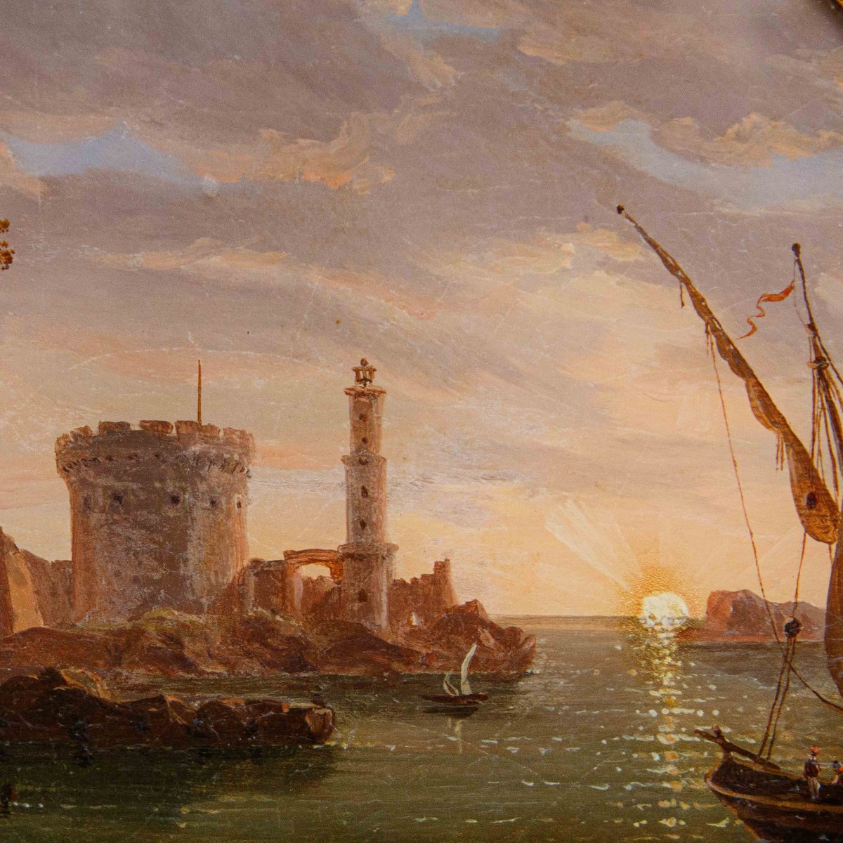 Giovan Battista Dell'acqua (milan, 1790-1845), Marina Con Fortezza-photo-3