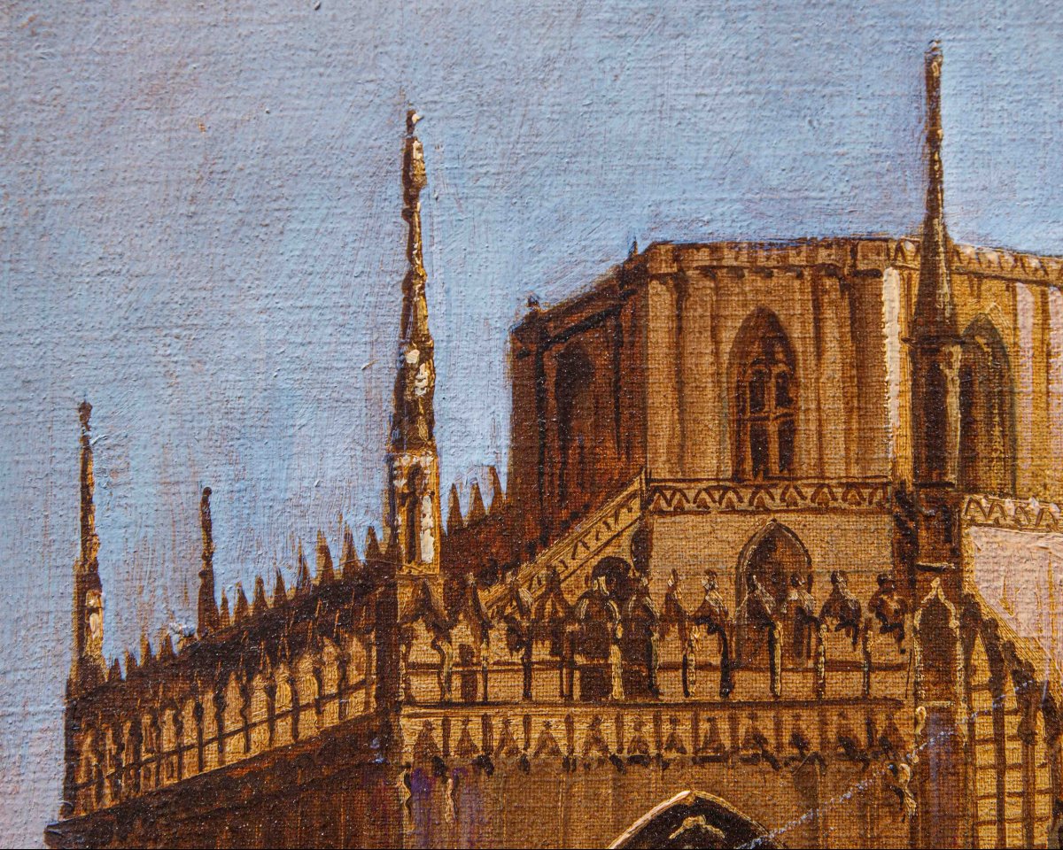 Giulio Vitali, XXe siècle,  Vue de la cathédrale de Milan-photo-3