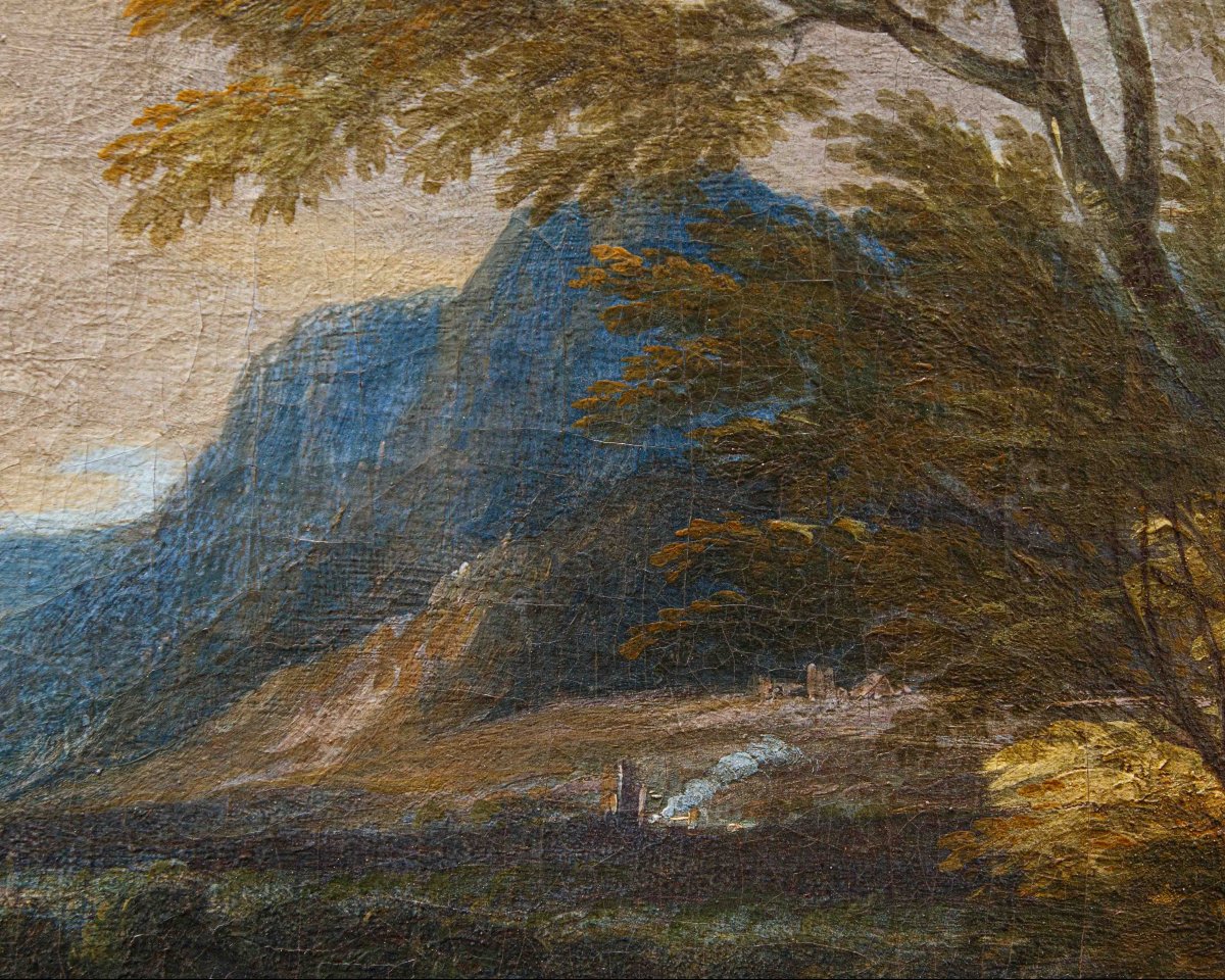 Cercle de Jakob de Heusch (Utrecht, 1657- Amsterdam, 1701), Paysage italien avec des voyageurs-photo-4
