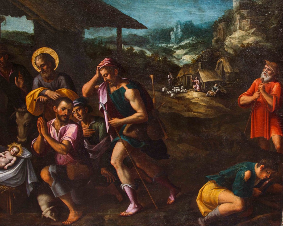 Artiste nordique actif en Italie, dernier quart du XVIe siècle, Adoration des bergers-photo-3