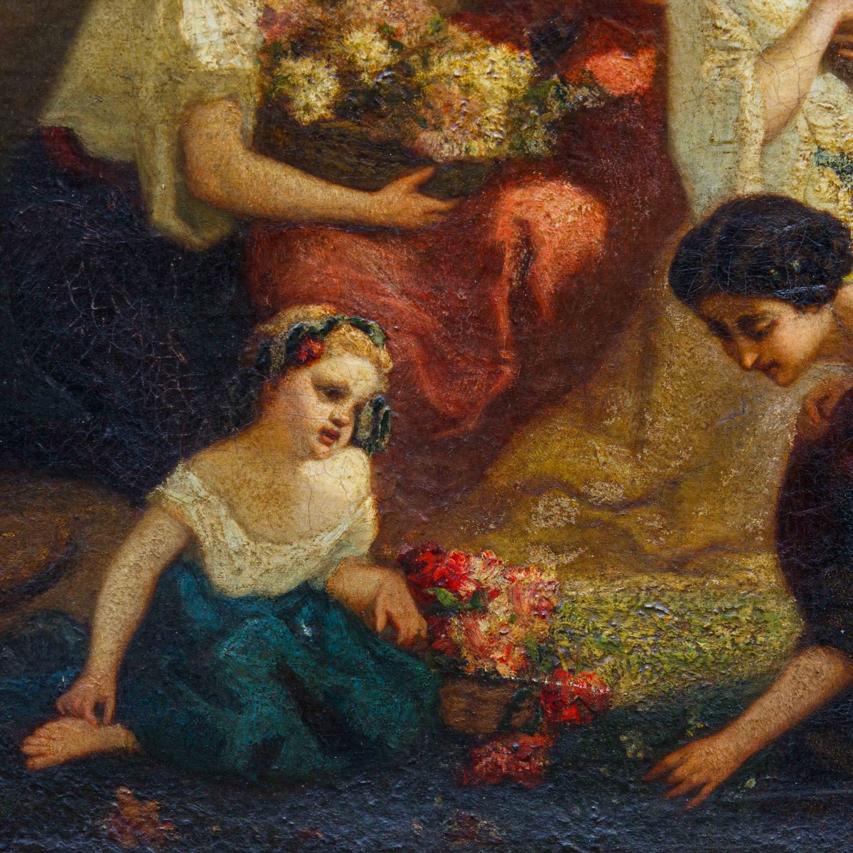 Nicolas Auguste Laurens (Pontailler-sur-Saône, 1829-1908),  Les femmes qui cueillent des fleurs-photo-3