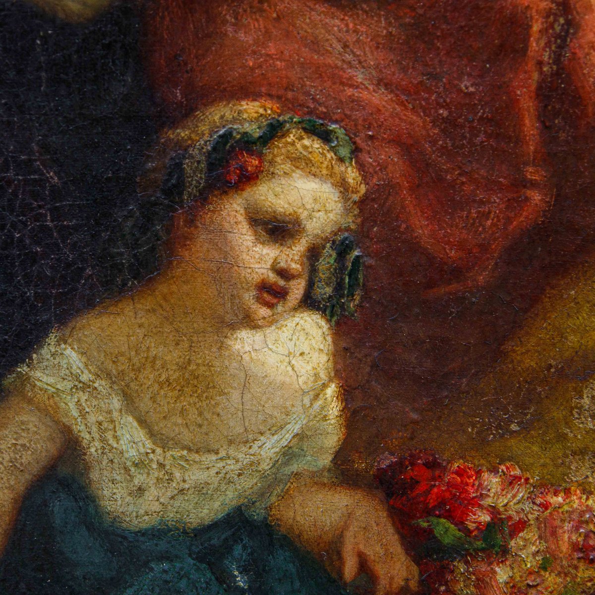 Nicolas Auguste Laurens (Pontailler-sur-Saône, 1829-1908),  Les femmes qui cueillent des fleurs-photo-7