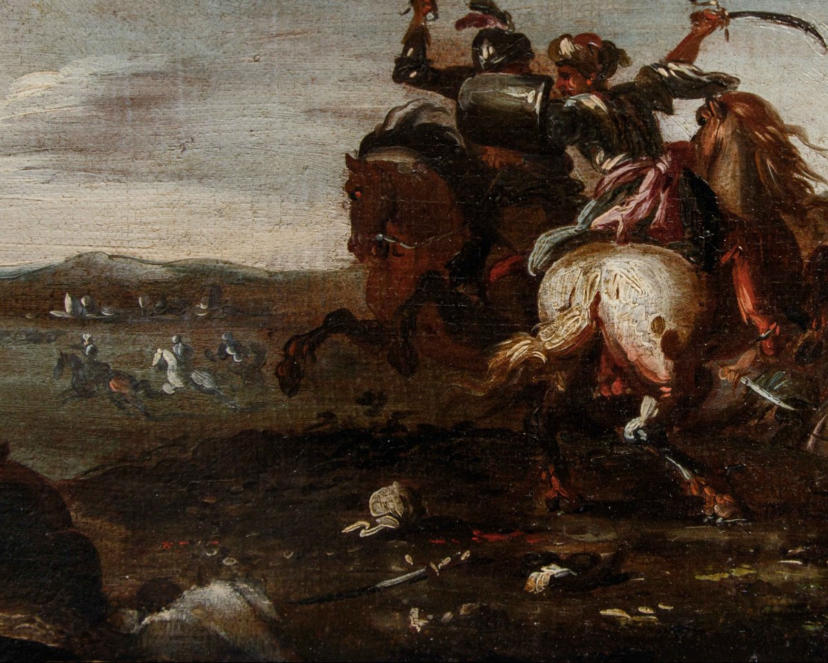 Atelier de Francesco Graziani, dit Ciccio Napoletano, Quatre scènes de bataille-photo-1
