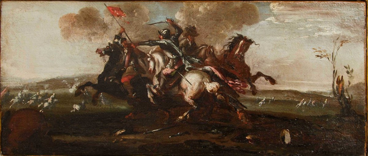 Atelier de Francesco Graziani, dit Ciccio Napoletano, Quatre scènes de bataille-photo-4