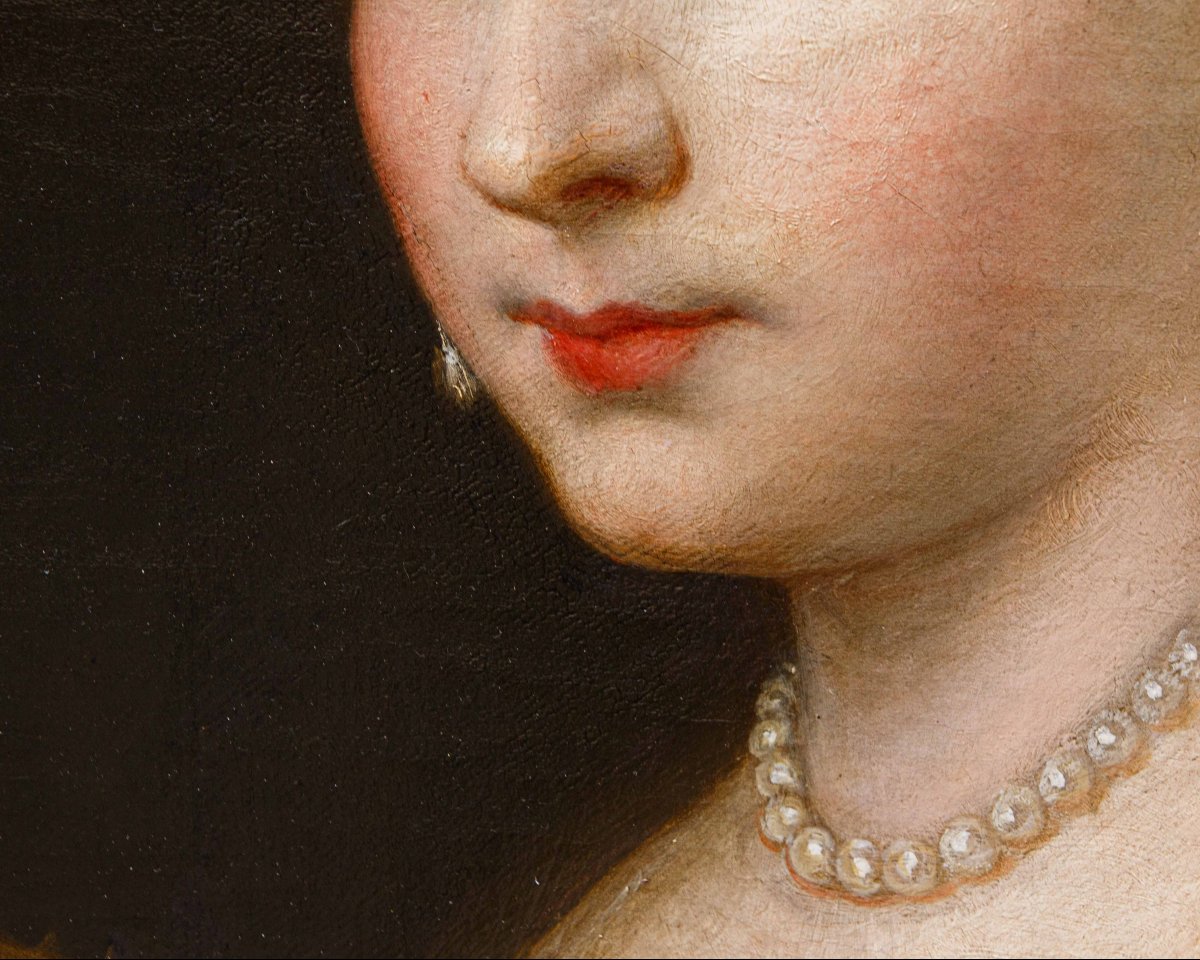 École vénitienne, XVIIIe siècle, Portrait de gentilfemme avec éventail-photo-1
