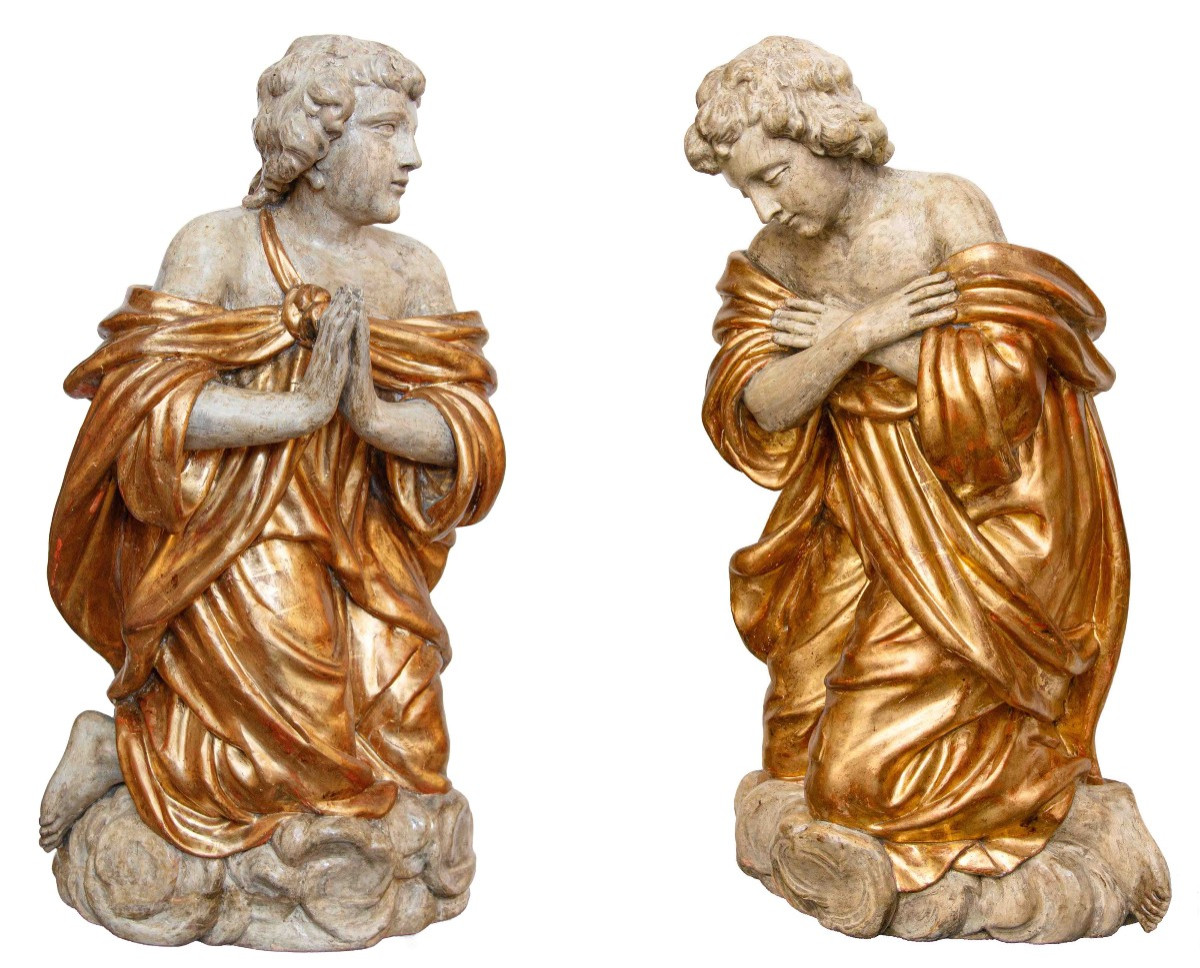Late 17th Century, Pair Of Kneeling Angels