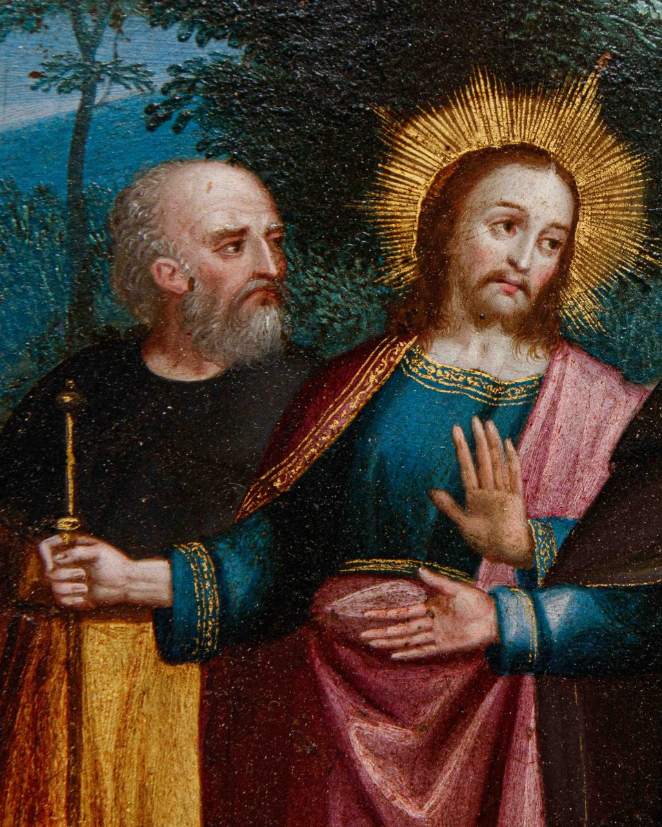 D’une gravure de Johannes Sadeler, XVIIe siècle, Jésus sur le chemin d’Emmaüs-photo-2