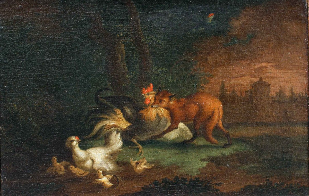 École flamande du XVIIe siècle, Nature vivante avec des animaux-photo-2