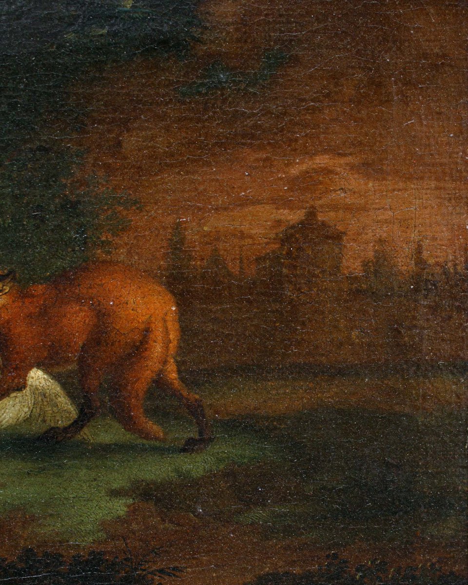 École flamande du XVIIe siècle, Nature vivante avec des animaux-photo-2