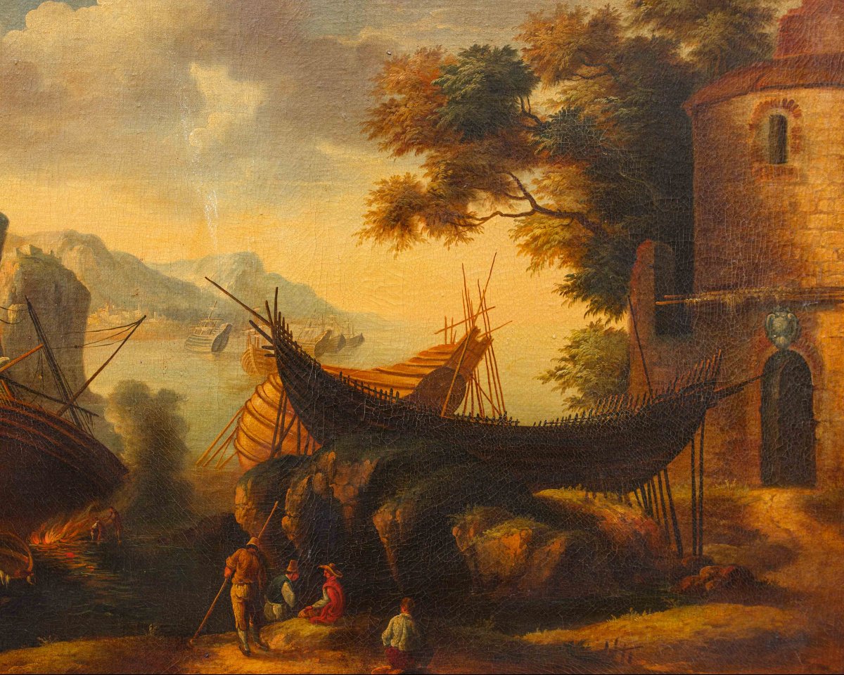 Disciple de Salvator Rosa (Naples, 1615 - Rome 1673), Vue avec la baie-photo-4