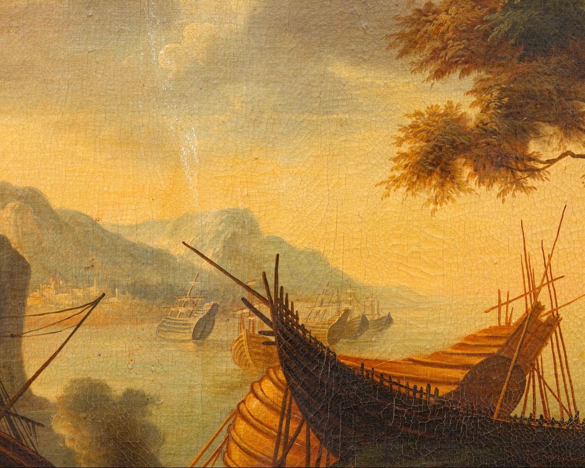 Disciple de Salvator Rosa (Naples, 1615 - Rome 1673), Vue avec la baie-photo-4
