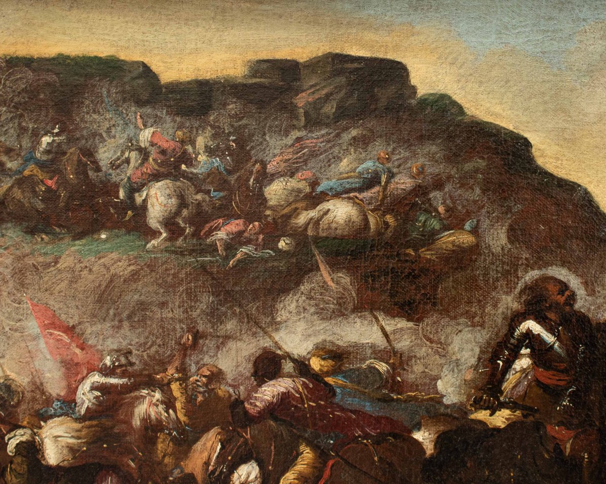 Antonio Calza (Vérone, 1653-1725), Bataille entre chrétiens et turcs-photo-2