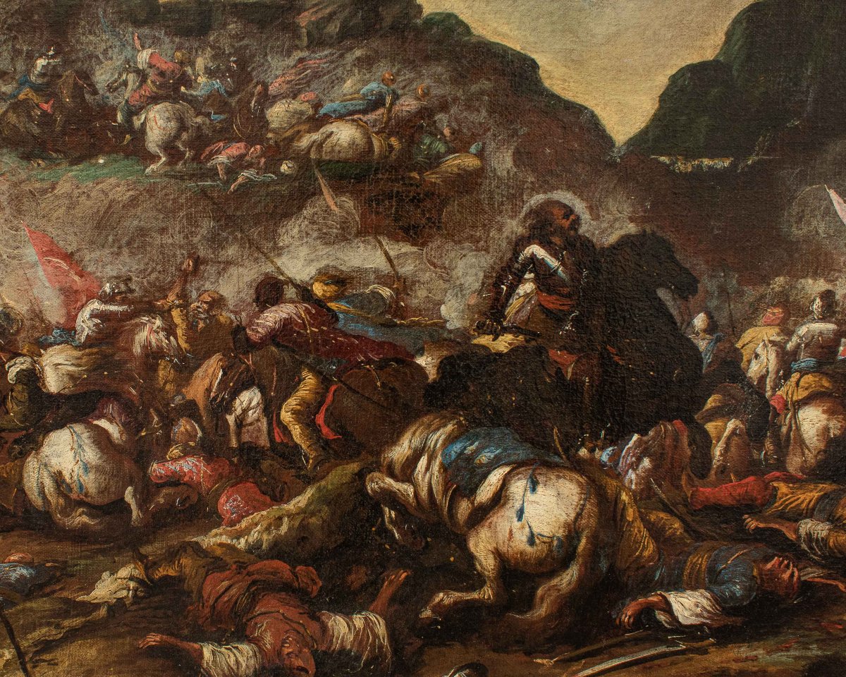 Antonio Calza (Vérone, 1653-1725), Bataille entre chrétiens et turcs-photo-7