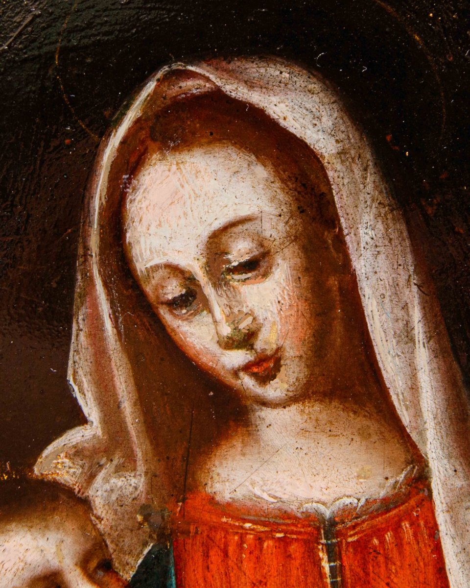 École lombarde, 16ème siècle, Madonna avec enfant-photo-2