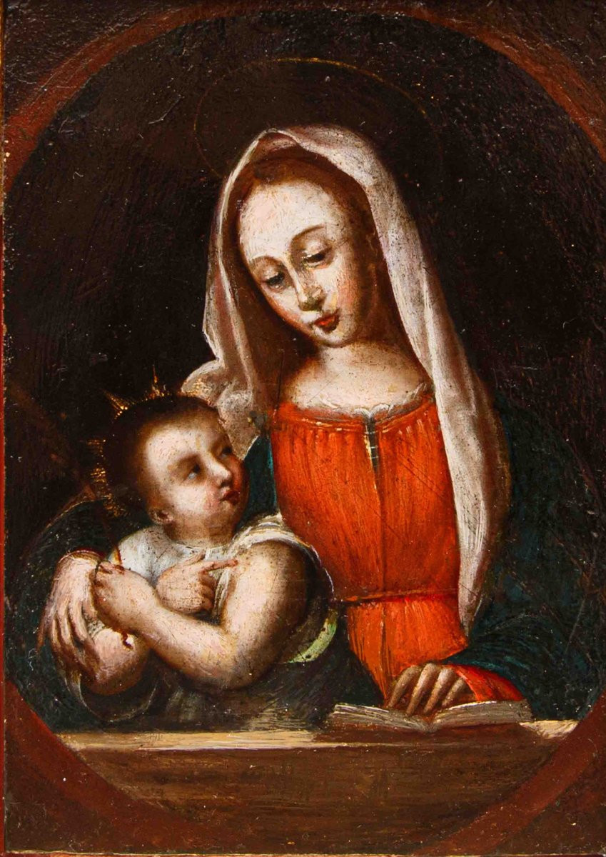 École lombarde, 16ème siècle, Madonna avec enfant-photo-4