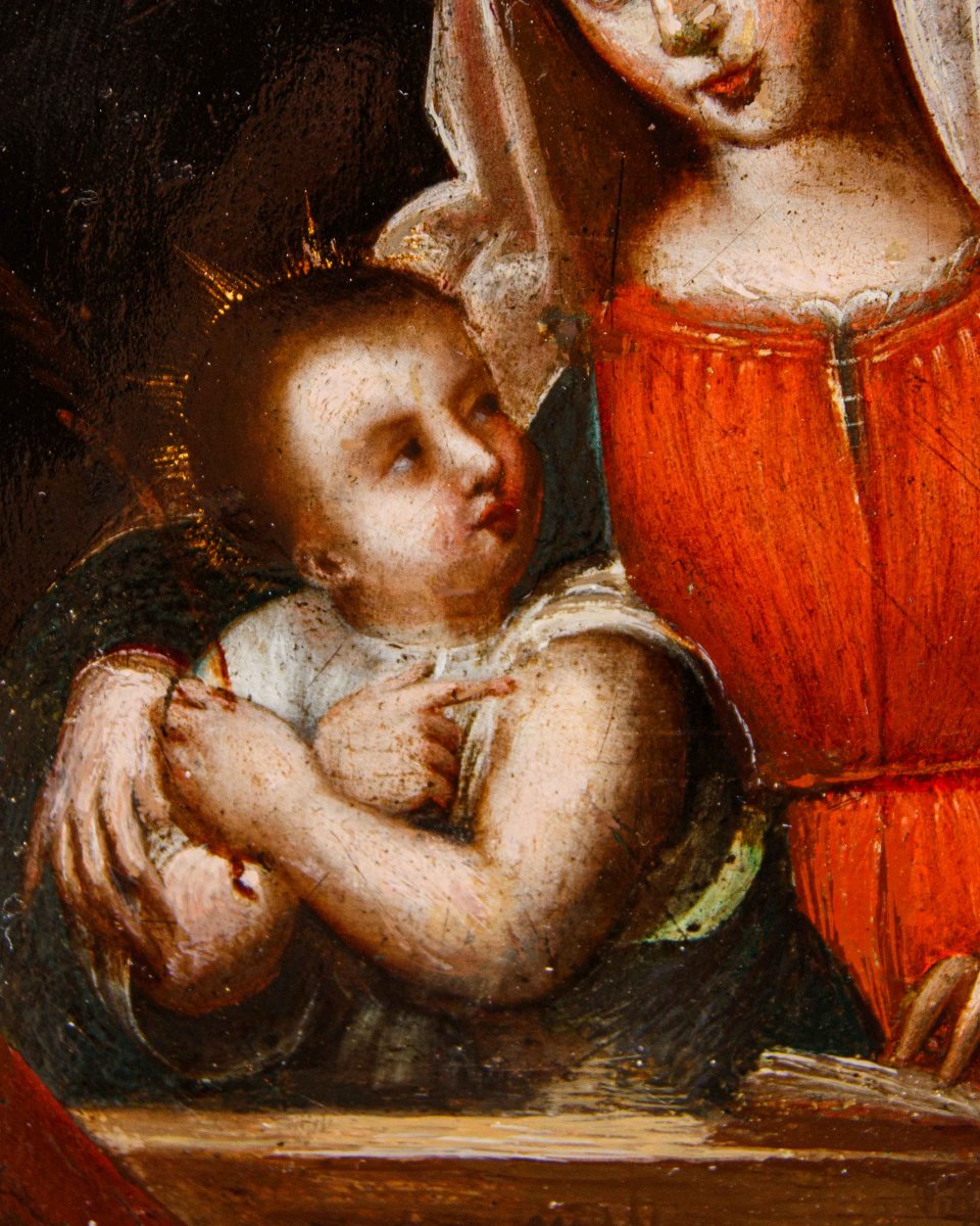 École lombarde, 16ème siècle, Madonna avec enfant-photo-1