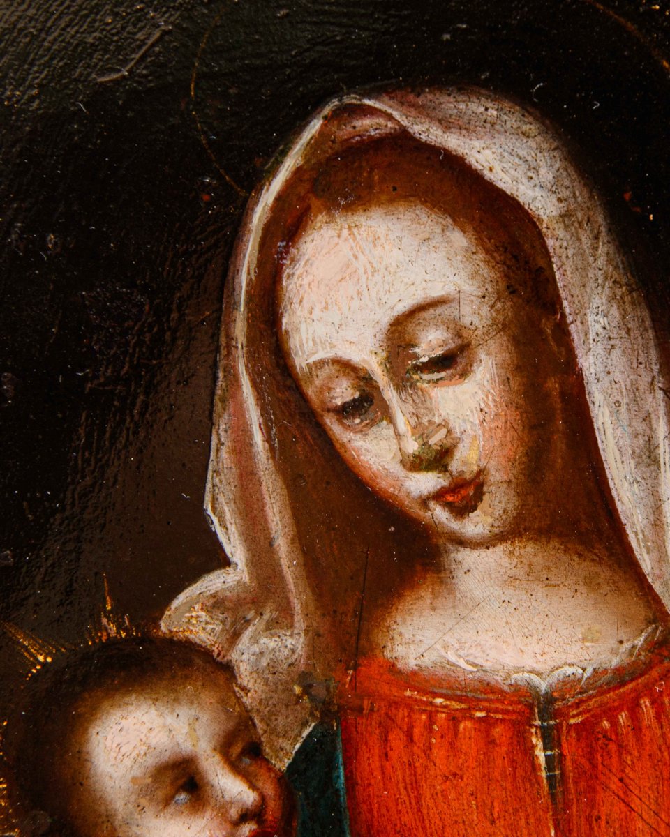 École lombarde, 16ème siècle, Madonna avec enfant-photo-2