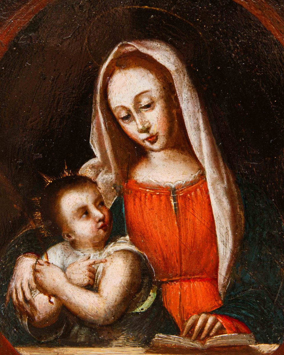 École lombarde, 16ème siècle, Madonna avec enfant-photo-4
