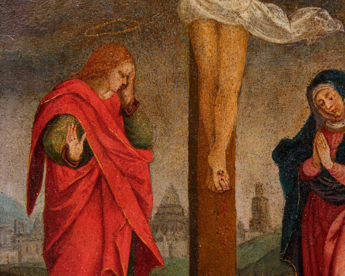 16ème siècle, Maître flamand actif en toscane,  Crucifixion-photo-3