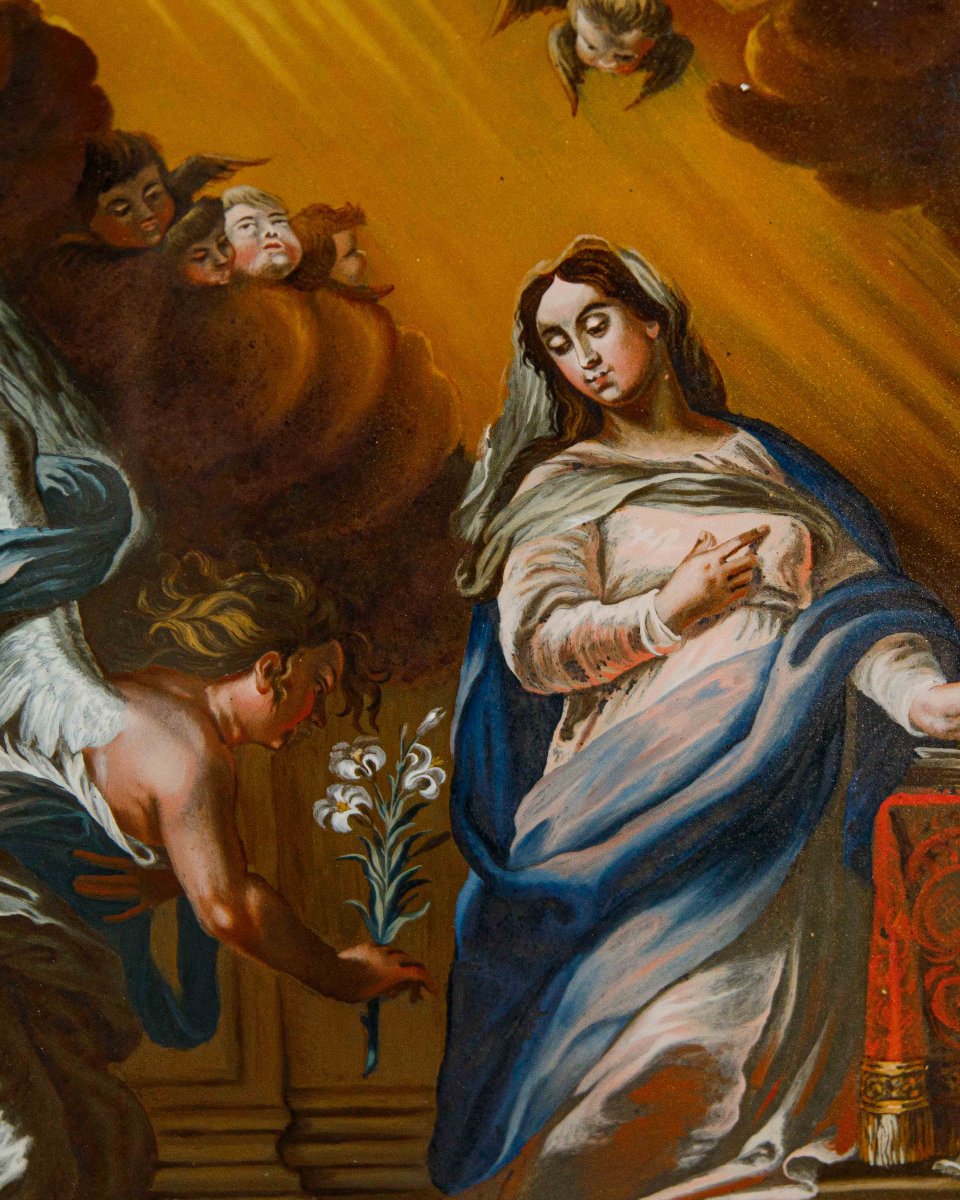 Disciple de Franz Thaddaus Menteler II (1715 - 1794), Suisse centrale, env. 1780,  Annonciation-photo-2