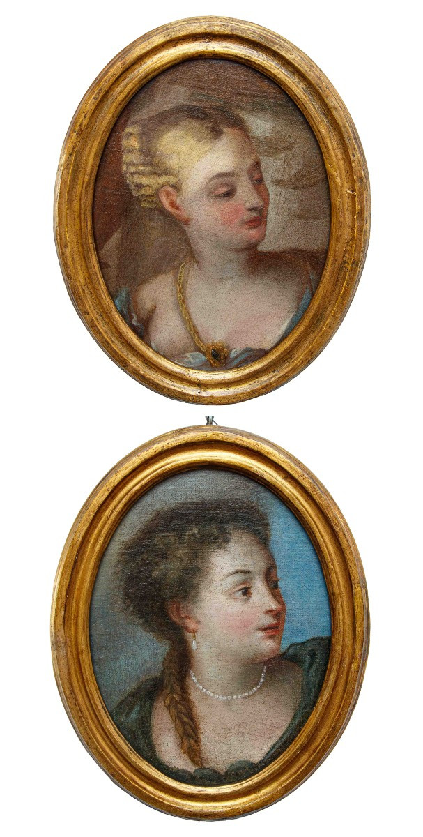 Antonio Domenico Beverense (?, 1624/26 - Vicence, 1694), Couple de portraits féminins