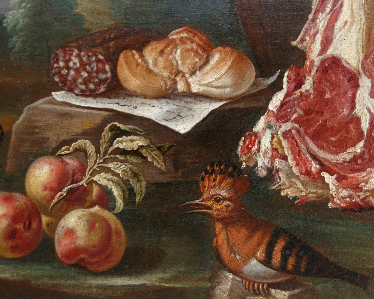 Antonio Rasio,  Composition With Bread And Salami, Meat And Fruit-photo-2