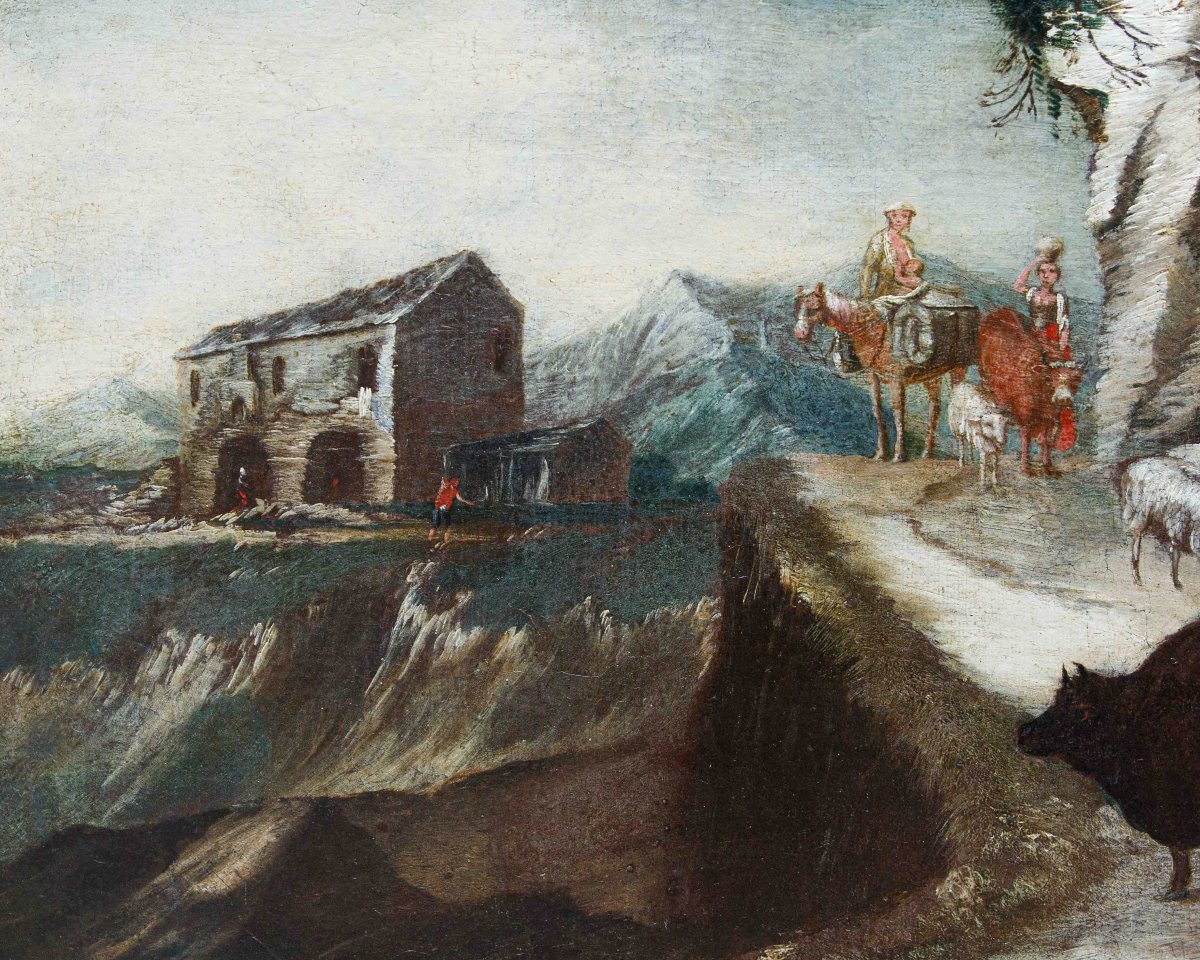 Antonio Travi Known As Sestri,  Landscape With Ruins, Farmers And Shepherds-photo-3