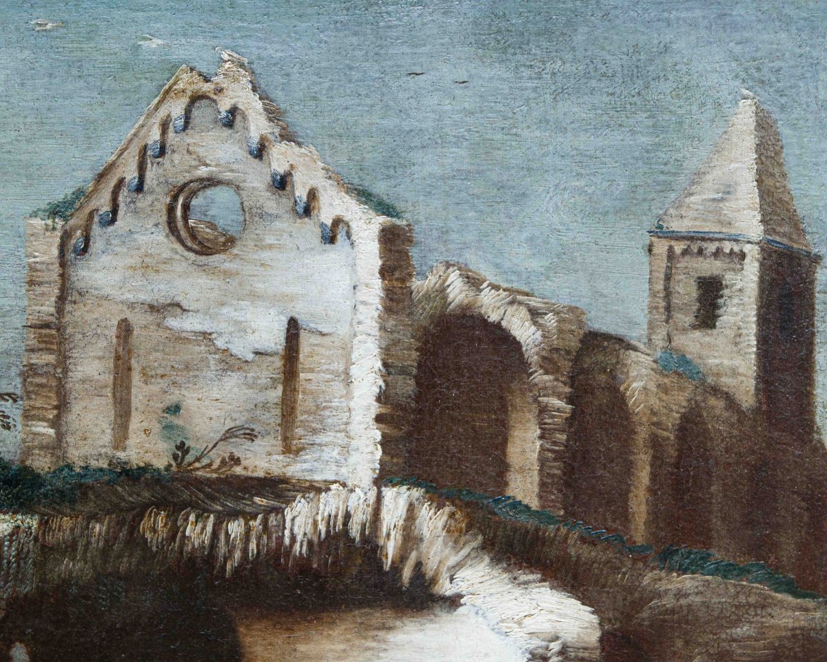 Antonio Travi Known As Sestri,  Landscape With Ruins, Farmers And Shepherds-photo-5