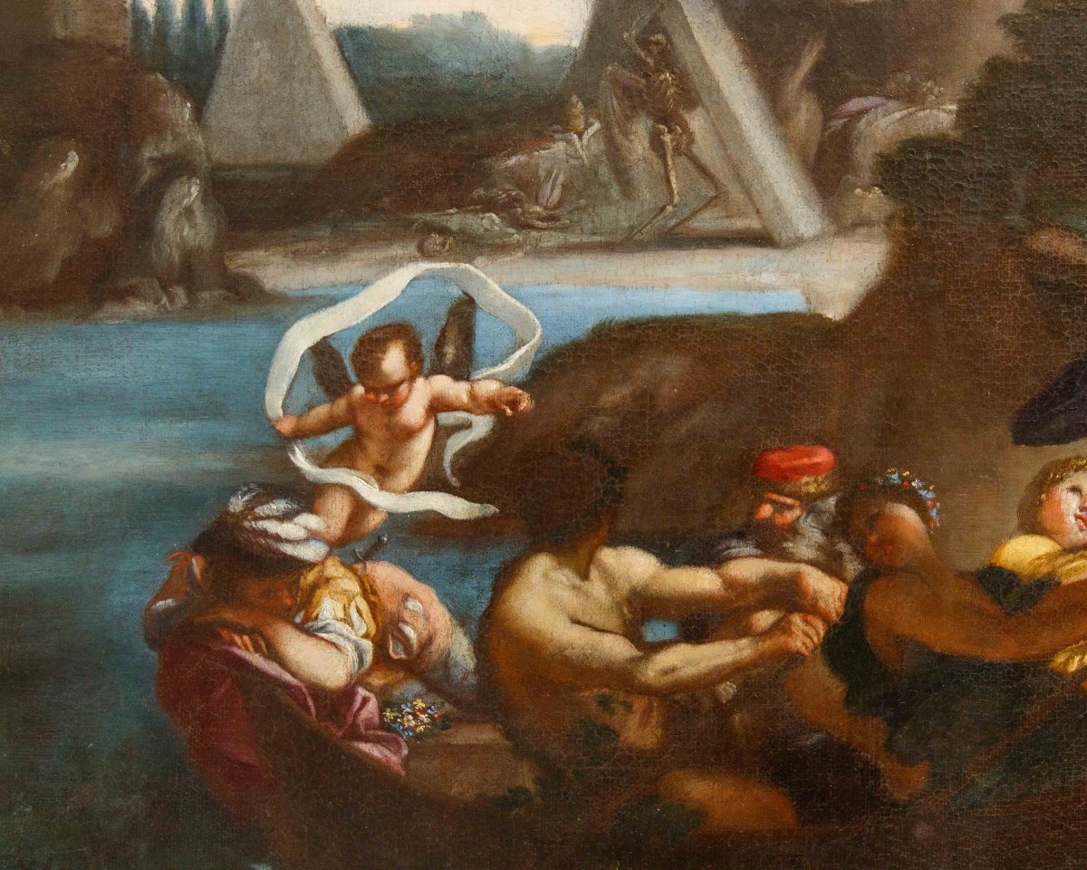 École napolitaine, 17ème siècle,  Charon transporte les âmes-photo-2