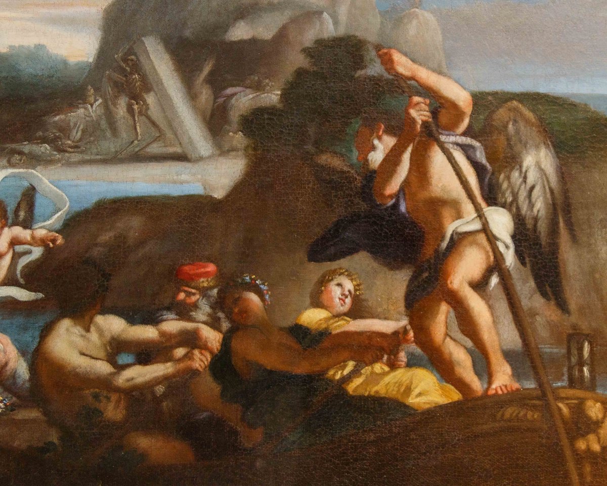 École napolitaine, 17ème siècle,  Charon transporte les âmes-photo-3