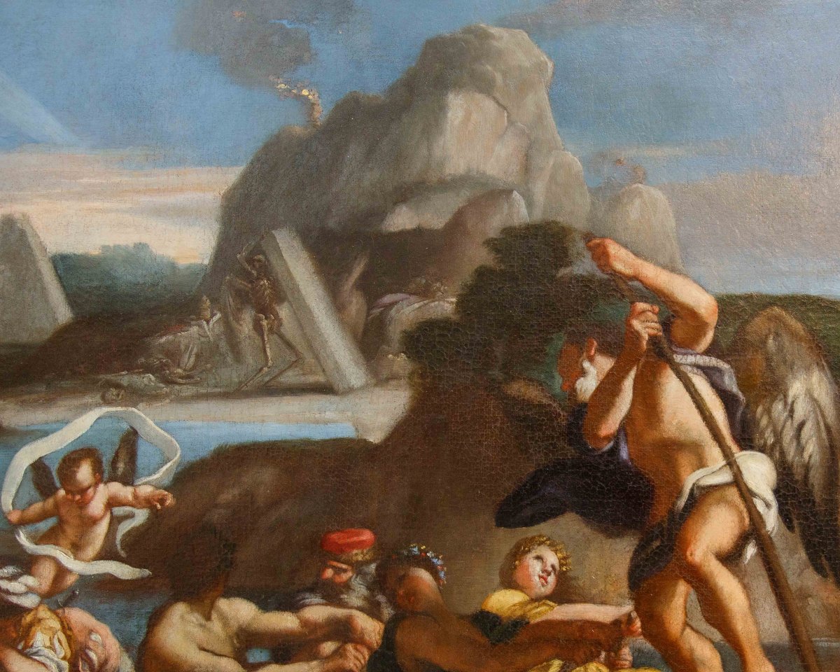 École napolitaine, 17ème siècle,  Charon transporte les âmes-photo-8