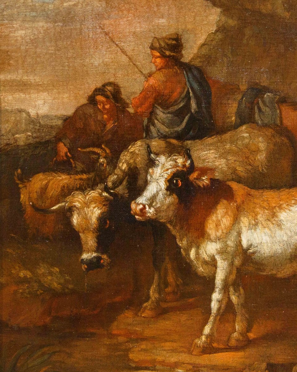 Francesco Londonio (Milan, 1723 -1783)  Paysages avec des bergers et des troupeaux-photo-4