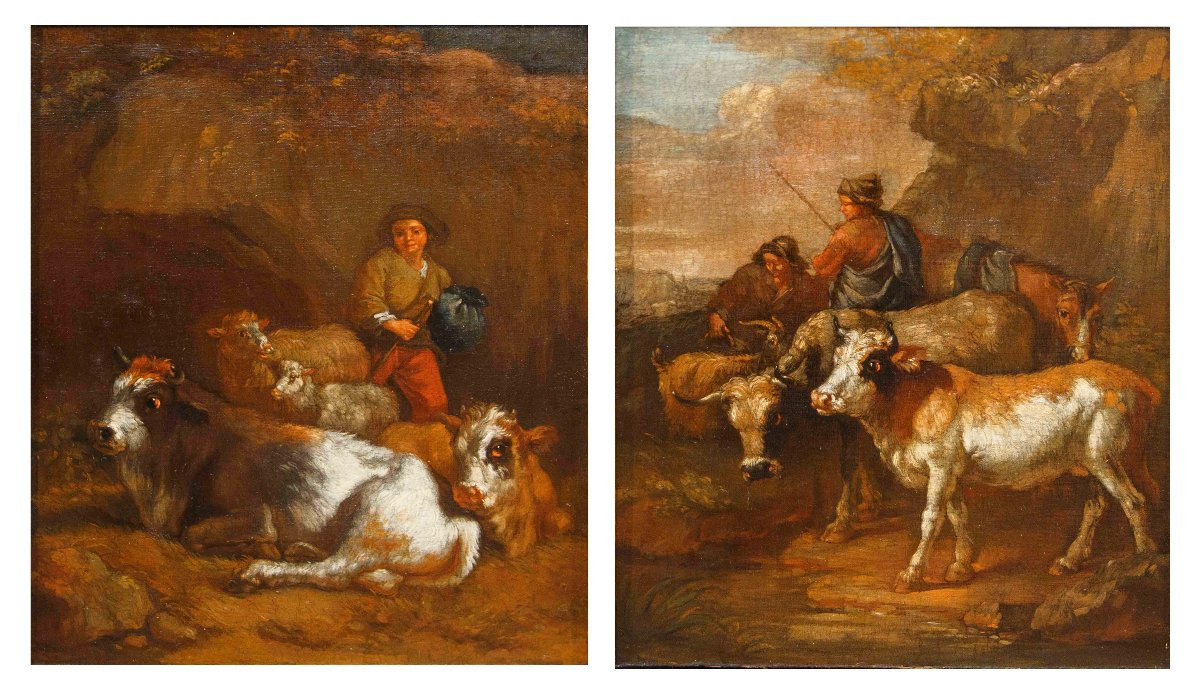 Francesco Londonio (Milan, 1723 -1783)  Paysages avec des bergers et des troupeaux-photo-8