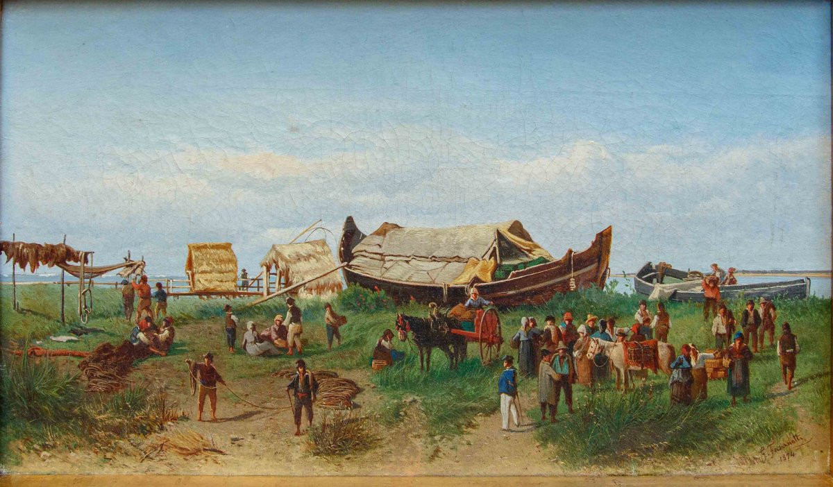 Gaetano Fasanotti (milan, 1831 – 1882), The Return From Fishing-photo-3