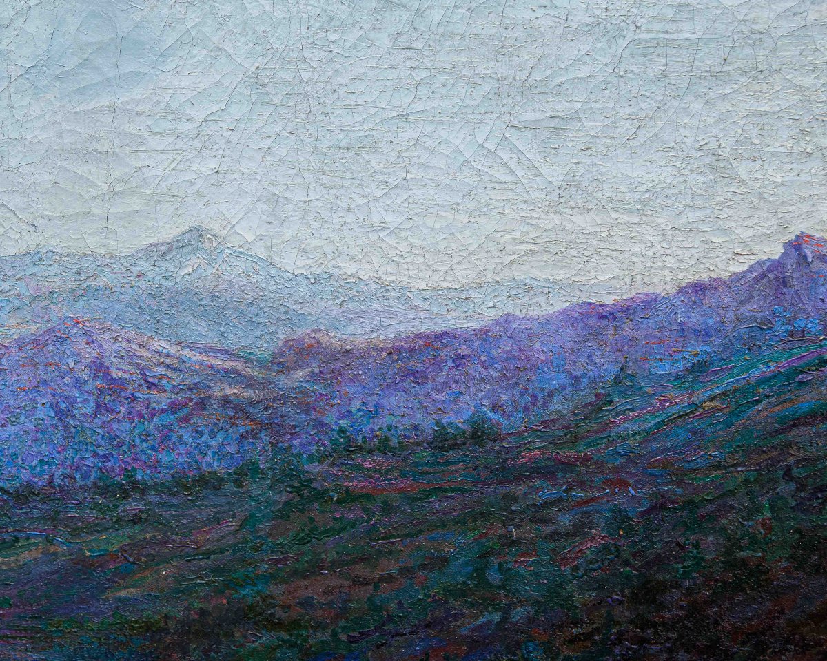 Enrico Sottili (Reggio Emilia, 1890 - Sala Comacina (CO), 1977), Vue sur la vallée-photo-8