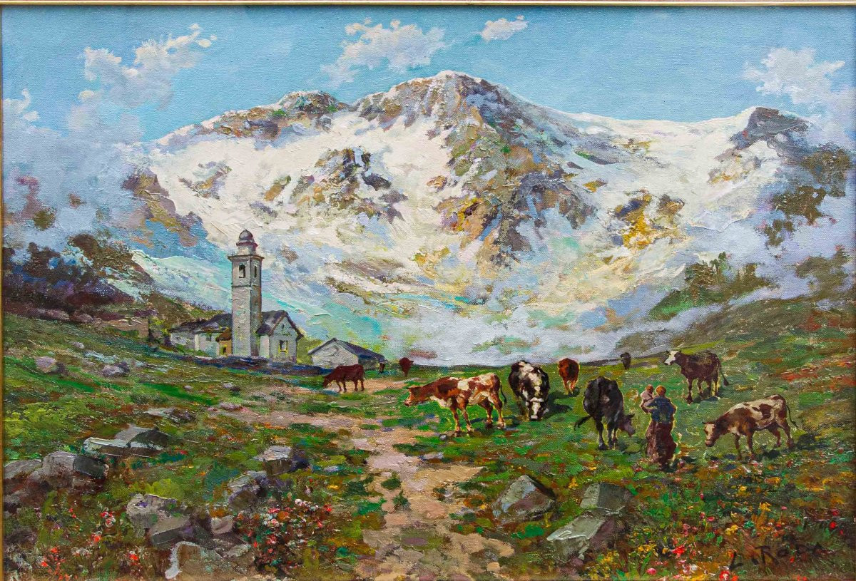 Leonardo Roda (Racconigi, 1878 - Turin, 1933), Paysage de montagne-photo-3