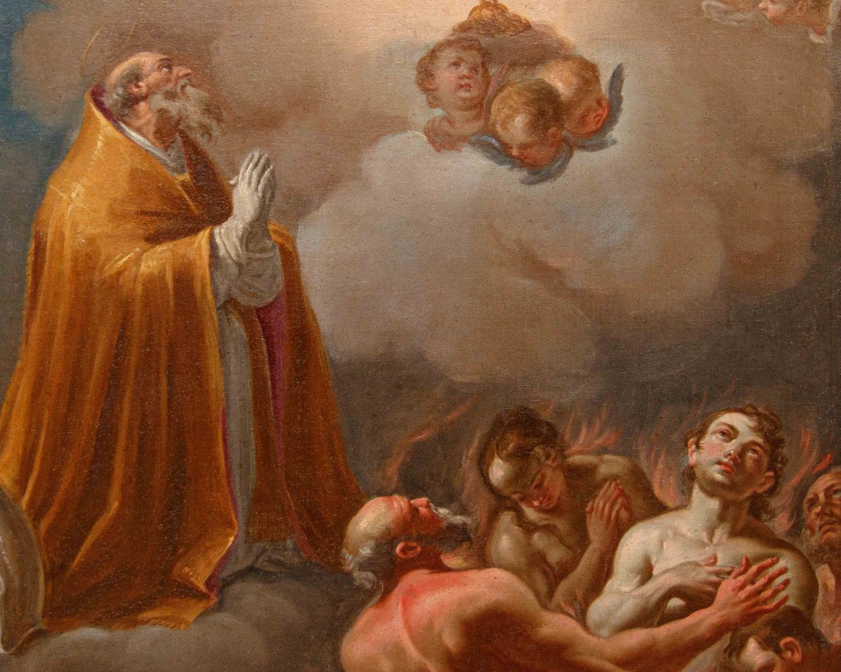 Giacinto Diano (attr.), Saint Evêque en adoration du Très Saint Sacrement-photo-1