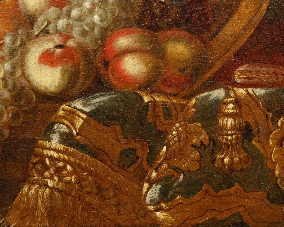 Roman School Of The 18th Century, Still Life With Flowers And Fruit -photo-1