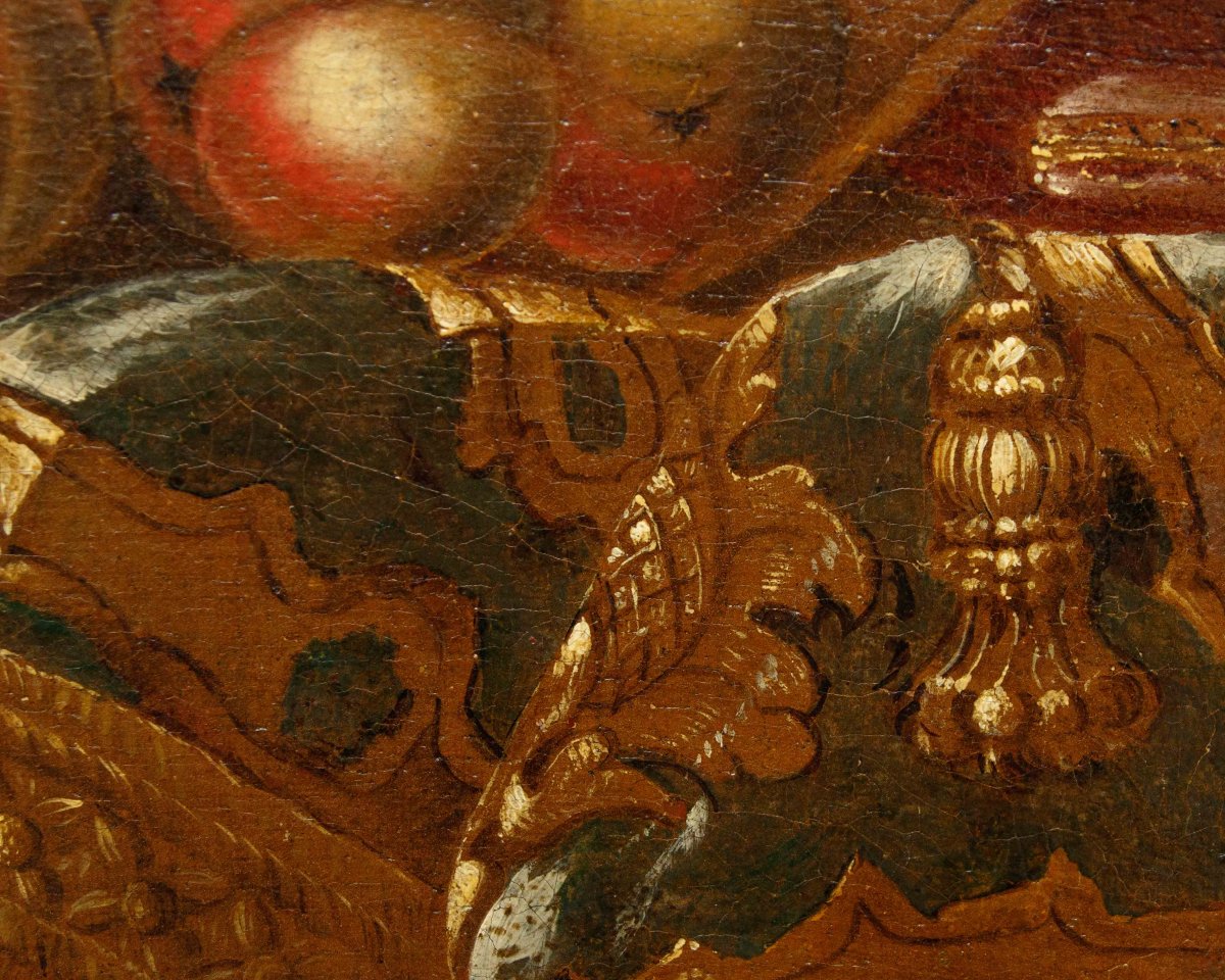 Roman School Of The 18th Century, Still Life With Flowers And Fruit -photo-3