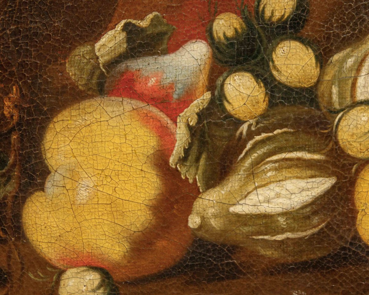 Bottega degli Spadino, Nature morte avec fruits, citrouille et singe-photo-4