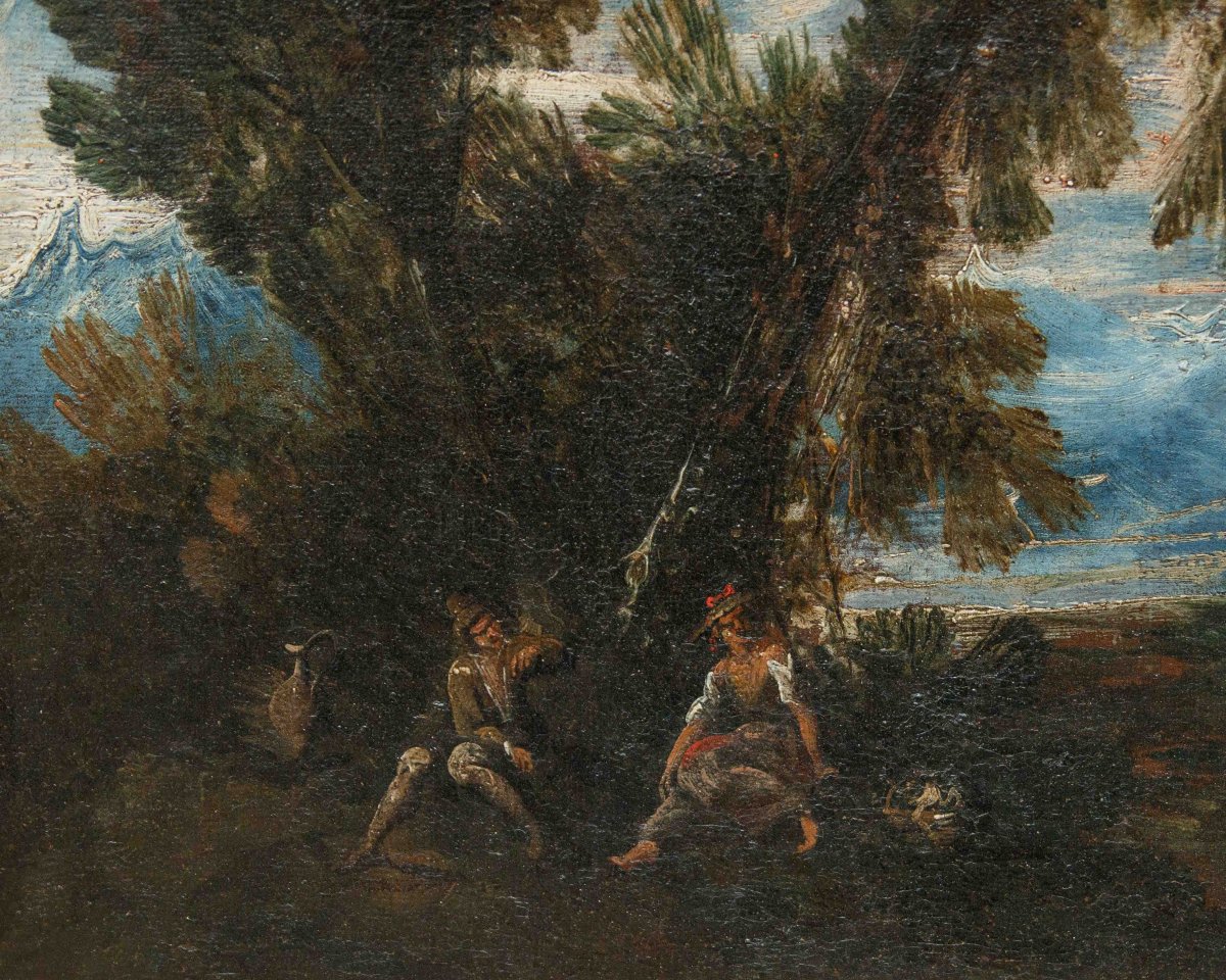 Atelier d’Antonio Francesco Peruzzini (1643 ou 1646 -1724)  Paysage avec des figures-photo-1