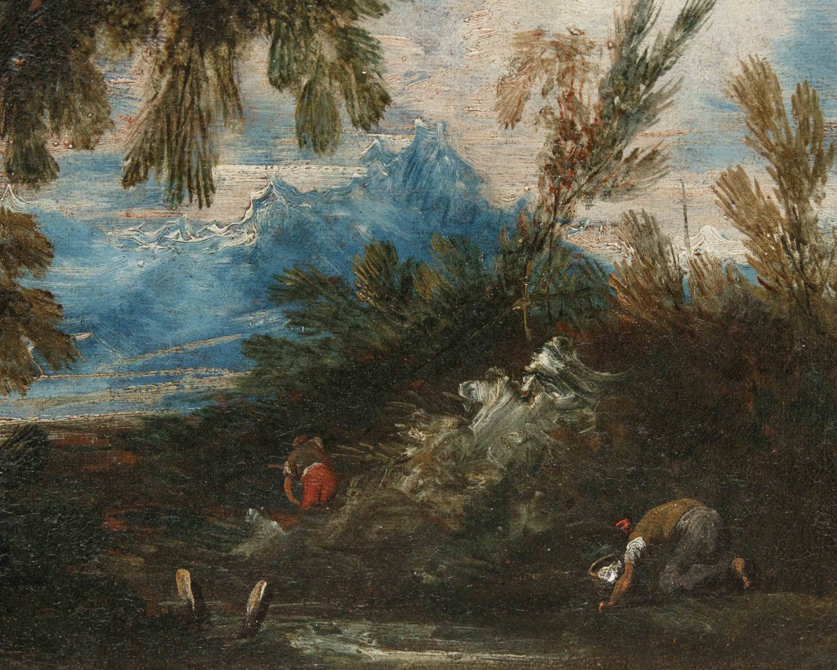 Atelier d’Antonio Francesco Peruzzini (1643 ou 1646 -1724)  Paysage avec des figures-photo-2