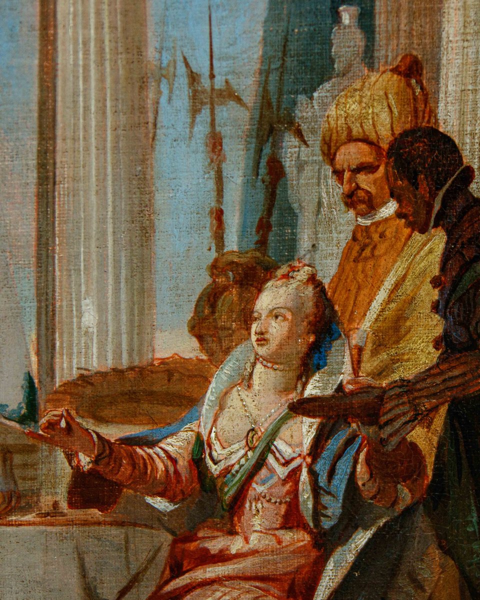 Disciple de Giambattista Tiepolo, 18ème siècle, Le banquet de Cléopâtre-photo-6