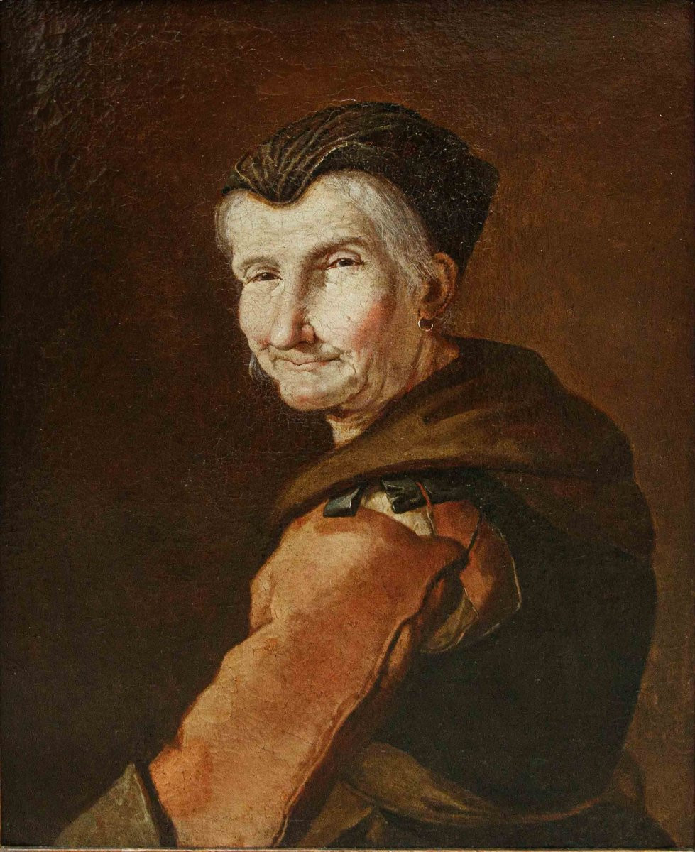 Giacomo Francesco Cipper Known As Todeschini, Attr.  Portrait Of An Old Peasant Woman-photo-3