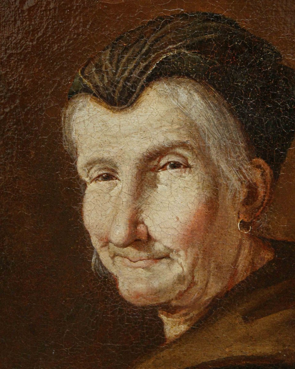 Giacomo Francesco Cipper Known As Todeschini, Attr.  Portrait Of An Old Peasant Woman-photo-3