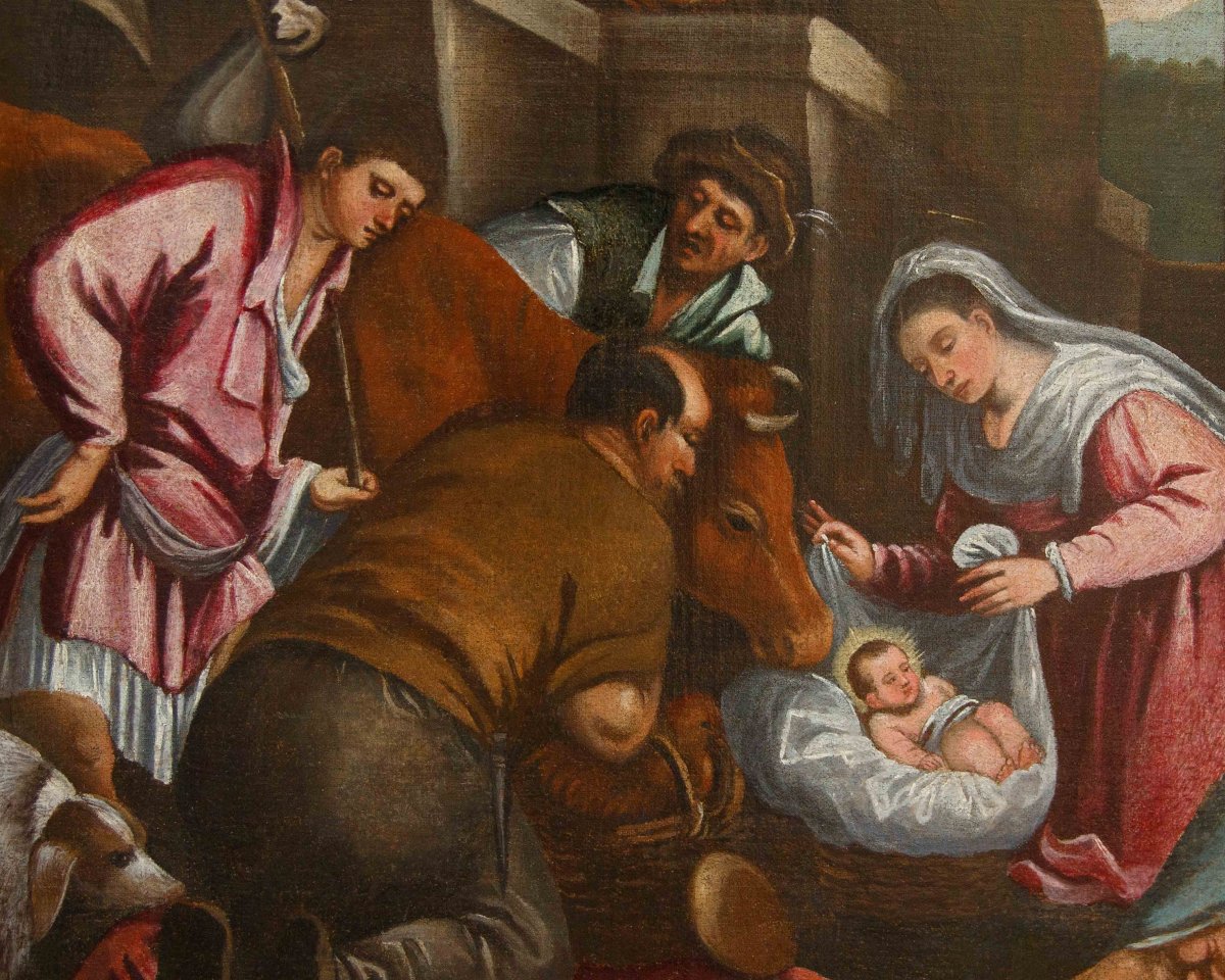 Workshop Of Leandro Del Ponte, Known As Leandro Bassano (1557–1622)  Adoratio Of The Shepherds-photo-8